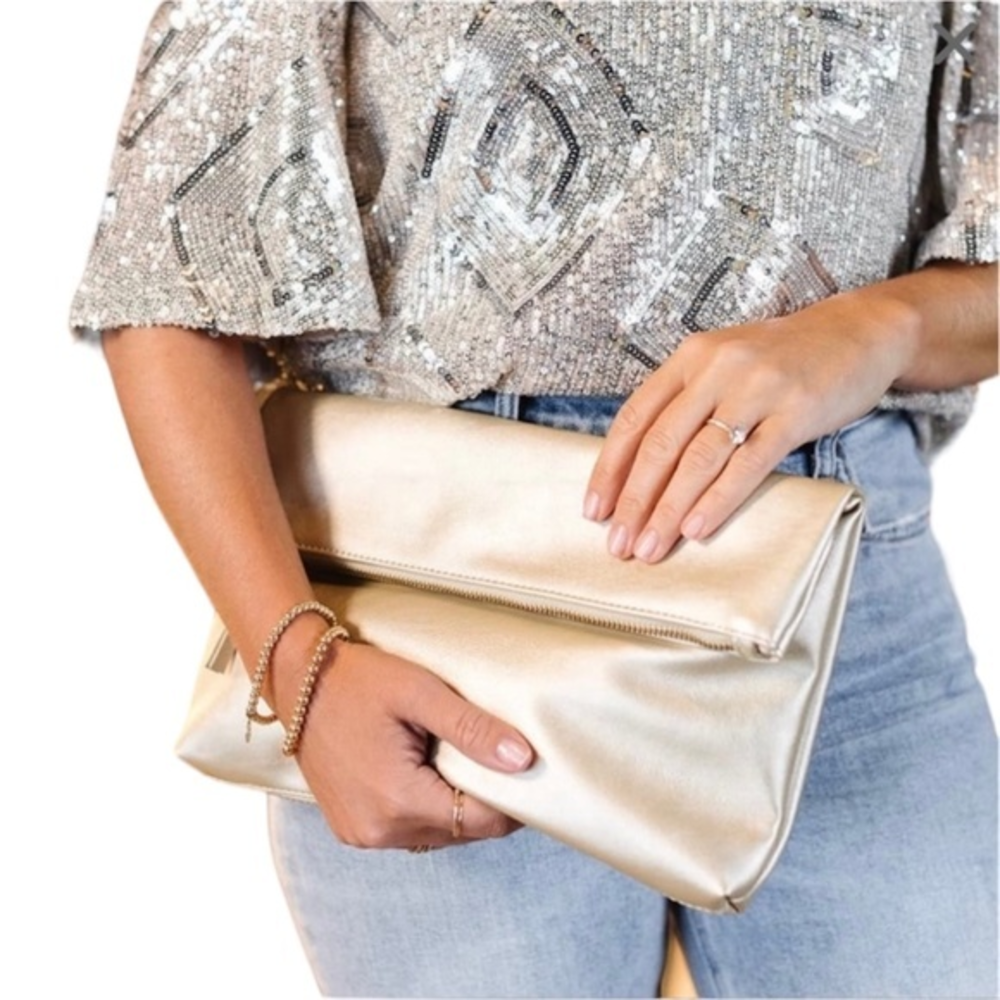 Fawn Design clutch with magnets‎ gold brand new Jilly Box